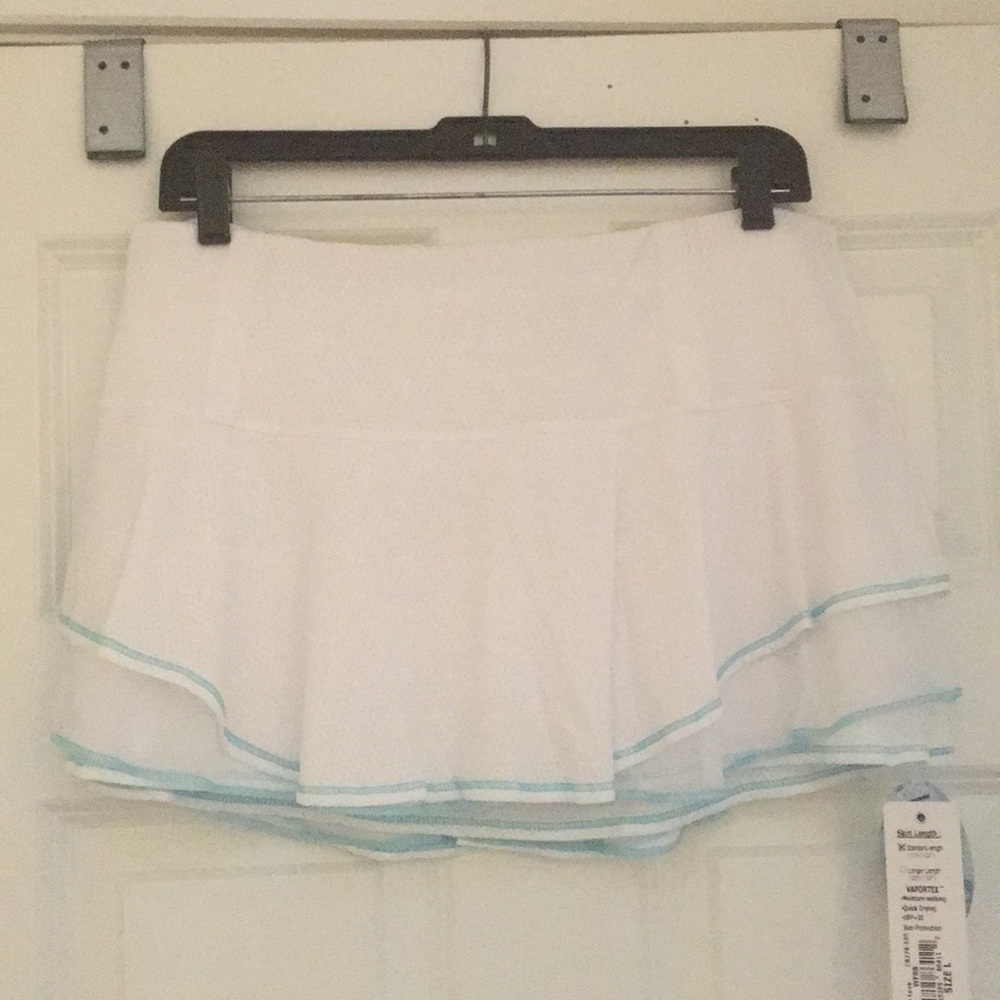 Lucky in Love White Skort with Light Blue Trim